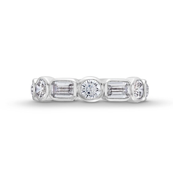 2-5/8 CT. T.w. Emerald-Cut and Round Certified Lab-Grown Diamond Bezel-Set Anniversary Band in 14K White Gold (F/Vs2)