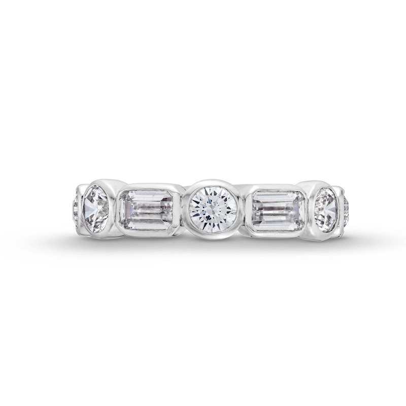 2-5/8 CT. T.W. Emerald-Cut and Round Certified Lab-Created Diamond Bezel-Set Anniversary Band in 14K White Gold (F/VS2)