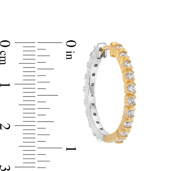 1-5/8 CT. T.w. Princess-Cut and Round Certified Lab-Grown Diamond Reversible Hoop Earrings in 14K Two-Tone Gold
