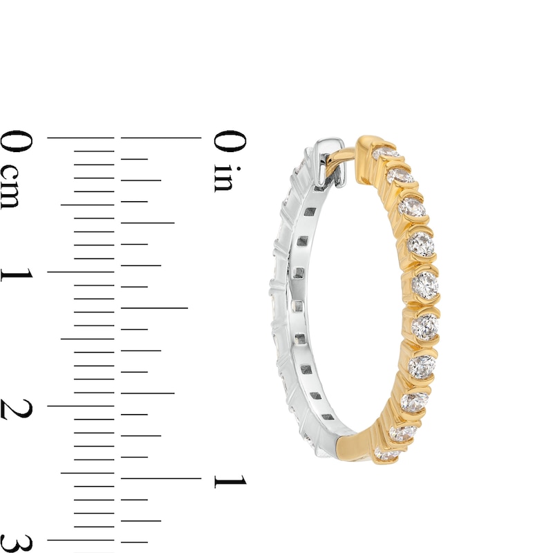 Main Image 3 of 1-5/8 CT. T.W. Princess-Cut and Round Certified Lab-Grown Diamond Reversible Hoop Earrings in 14K Two-Tone Gold