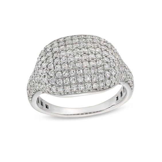 1 CT. T.w. Diamond Signet Ring in 10K White Gold