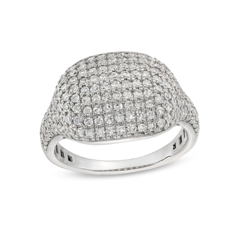 Main Image 1 of 1 CT. T.W. Diamond Signet Ring in 10K White Gold