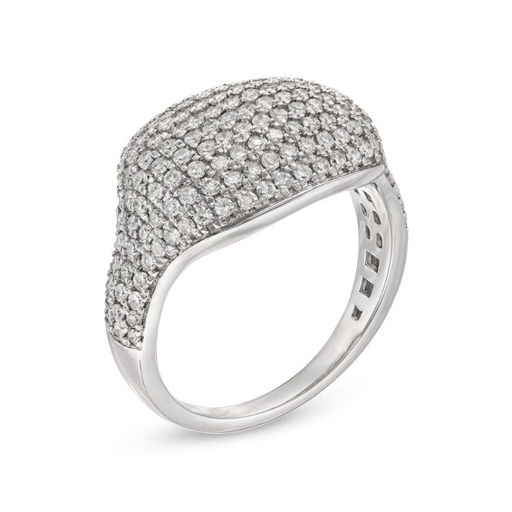 1 CT. T.w. Diamond Signet Ring in 10K White Gold
