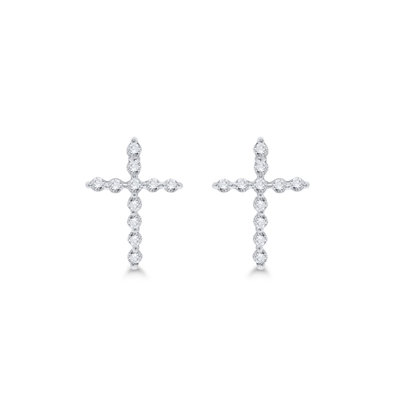 1/10 CT. T.w. Diamond Cross Stud Earrings in 10K Gold