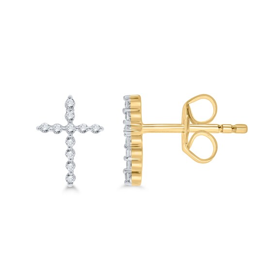 1/10 CT. T.w. Diamond Cross Stud Earrings in 10K Gold