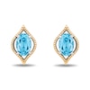 Thumbnail Image 0 of Enchanted Disney Jasmine Oval Swiss Blue Topaz Solitaire Marquise Frame Stud Earrings in Sterling Silver and 10K Gold