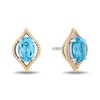 Thumbnail Image 1 of Enchanted Disney Jasmine Oval Swiss Blue Topaz Solitaire Marquise Frame Stud Earrings in Sterling Silver and 10K Gold