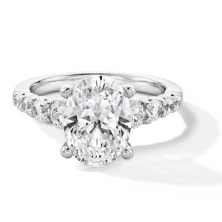 Classic Harmony 3-3/4 CT. T.W. Oval Certified Lab-Grown Diamond Graduated Shank Engagement Ring in 14K White Gold (I/SI2)