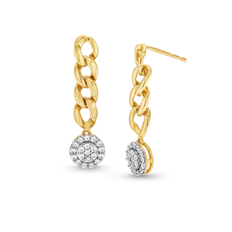 Main Image 1 of 1/4 CT. T.W. Multi-Diamond Curb Chain Drop Earrings in 10K Gold