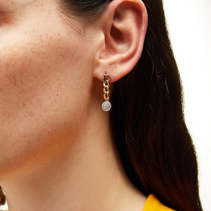 Main Image 2 of 1/4 CT. T.W. Multi-Diamond Curb Chain Drop Earrings in 10K Gold