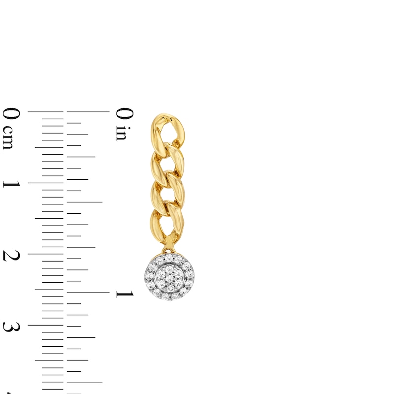 Main Image 3 of 1/4 CT. T.W. Multi-Diamond Curb Chain Drop Earrings in 10K Gold