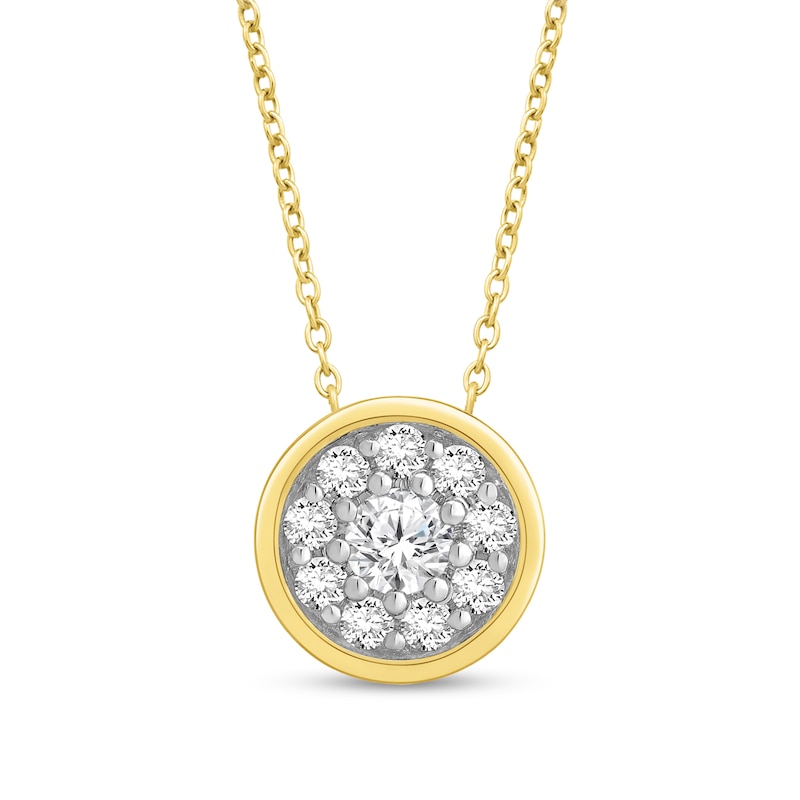 Main Image 1 of 1/4 CT. T.W. Certified Lab-Grown Multi-Diamond Bezel-Look Necklace in 14K Gold (F/SI2)