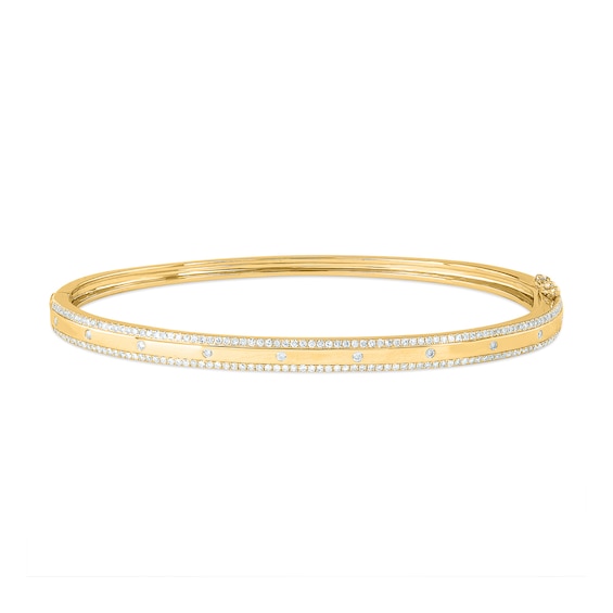3/4 CT. T.w. Diamond Border Bangle Bracelet in 10K Gold - 6.24"