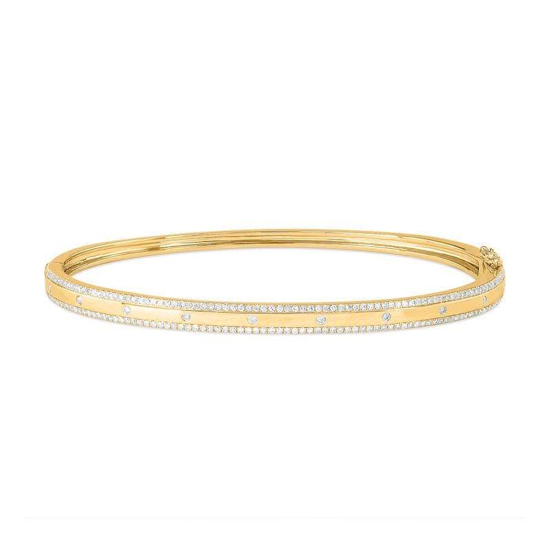 3/4 CT. T.W. Diamond Bangle Bracelet in 10K Gold - 6.24"