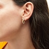 Thumbnail Image 2 of 1/2 CT. T.W. Diamond Double Row Twist J-Hoop Earrings in 10K Gold
