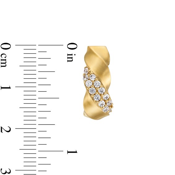 1/2 CT. T.w. Diamond Double Row Twist J-Hoop Earrings in 10K Gold