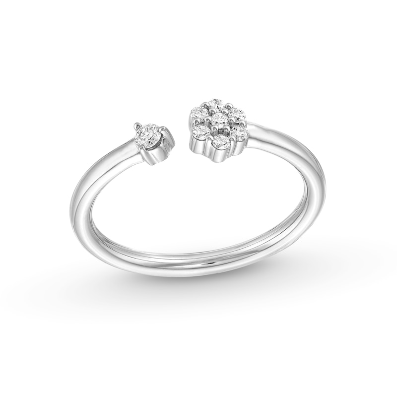 Main Image 1 of 1/6 CT. T.W. Diamond Open Flower Ring in Sterling Silver