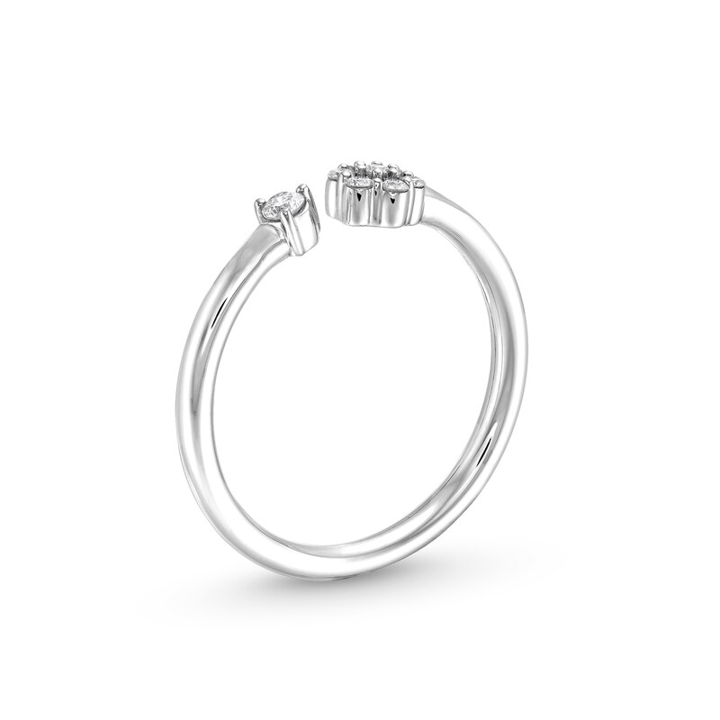 Main Image 3 of 1/6 CT. T.W. Diamond Open Flower Ring in Sterling Silver