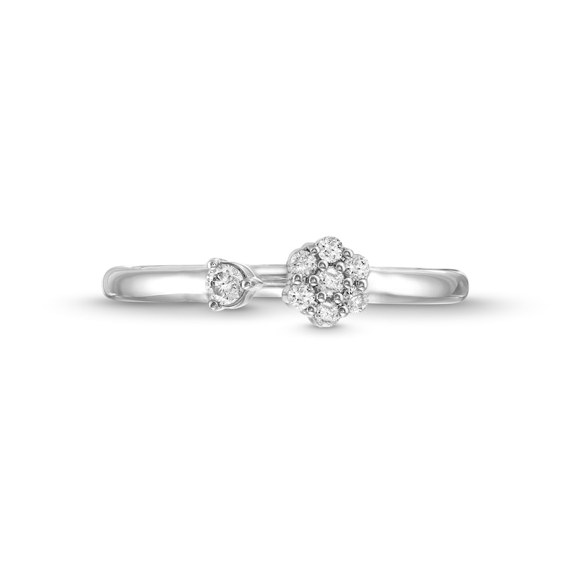 Main Image 4 of 1/6 CT. T.W. Diamond Open Flower Ring in Sterling Silver
