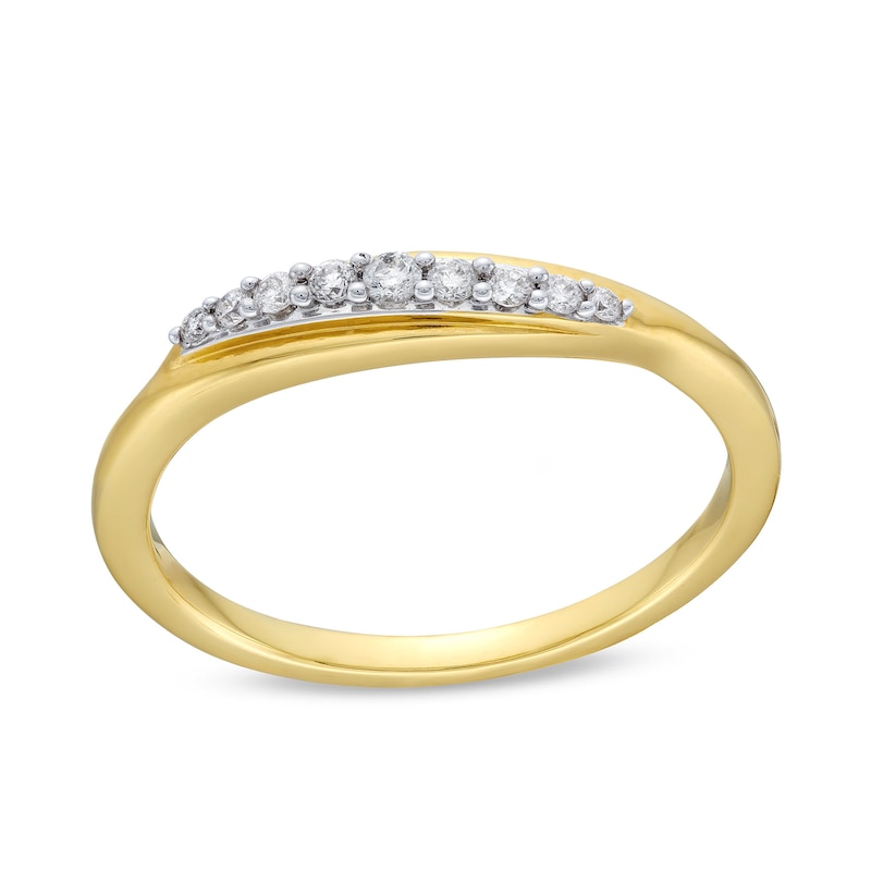 Main Image 1 of 1/10 CT. T.W. Diamond Slant Ring in 10K Gold - Size 7