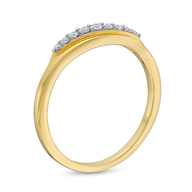 Main Image 3 of 1/10 CT. T.W. Diamond Slant Ring in 10K Gold - Size 7