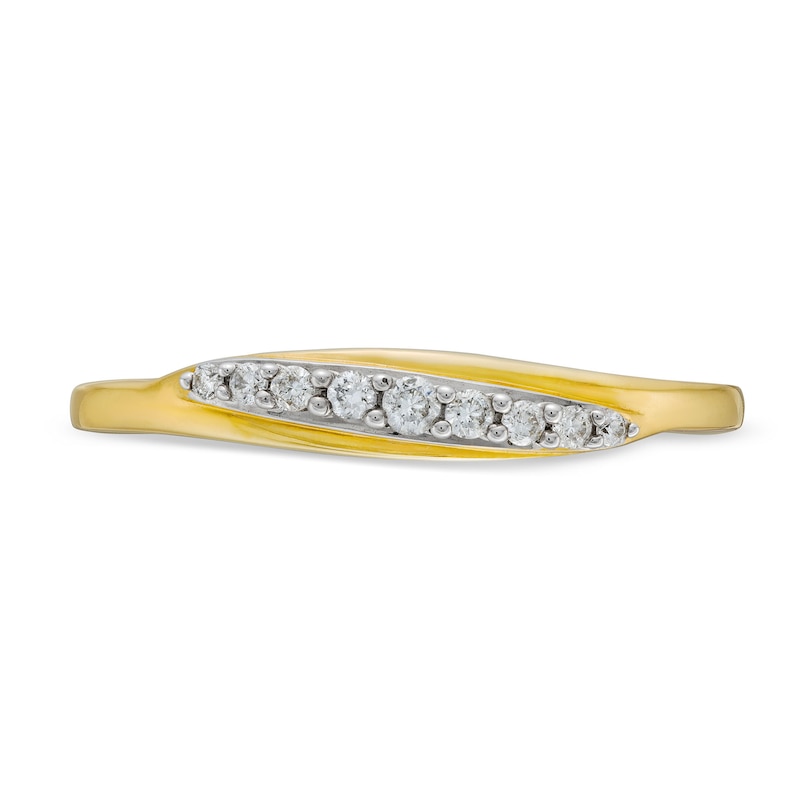 Main Image 4 of 1/10 CT. T.W. Diamond Slant Ring in 10K Gold - Size 7