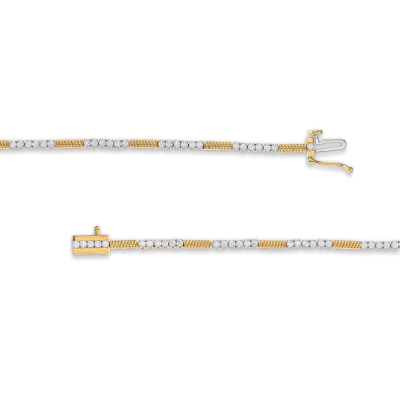 1 CT. T.W. Diamond Beaded Bar Alternating Bracelet in 10K Gold