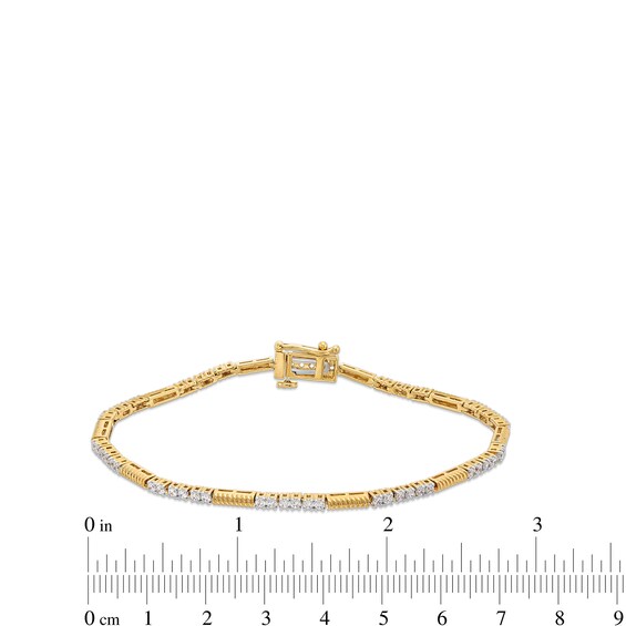 1 CT. T.w. Diamond Beaded Bar Alternating Bracelet in 10K Gold