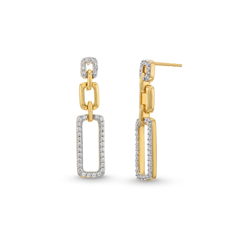 Main Image 1 of 1/3 CT. T.W. Diamond Graduated Chain Link Drop Earrings in 10K Gold