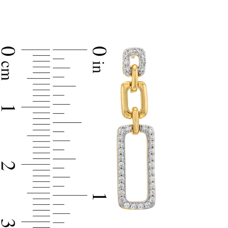 Main Image 3 of 1/3 CT. T.W. Diamond Graduated Chain Link Drop Earrings in 10K Gold