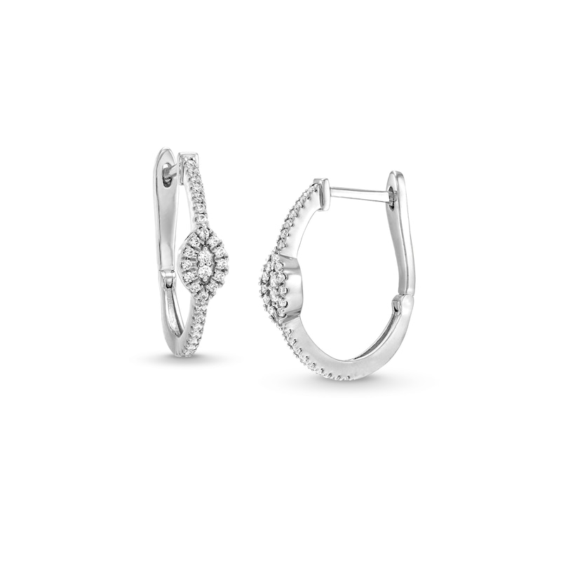 Main Image 1 of 1/3 CT. T.W. Marquise Multi-Diamond Station Hoop Earrings in 10K White Gold