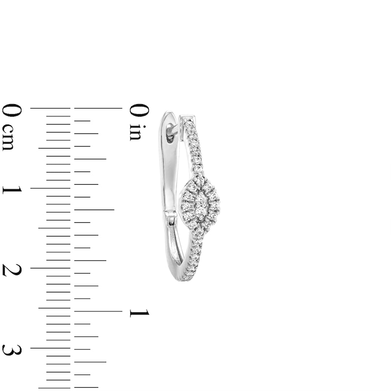 Main Image 3 of 1/3 CT. T.W. Marquise Multi-Diamond Station Hoop Earrings in 10K White Gold