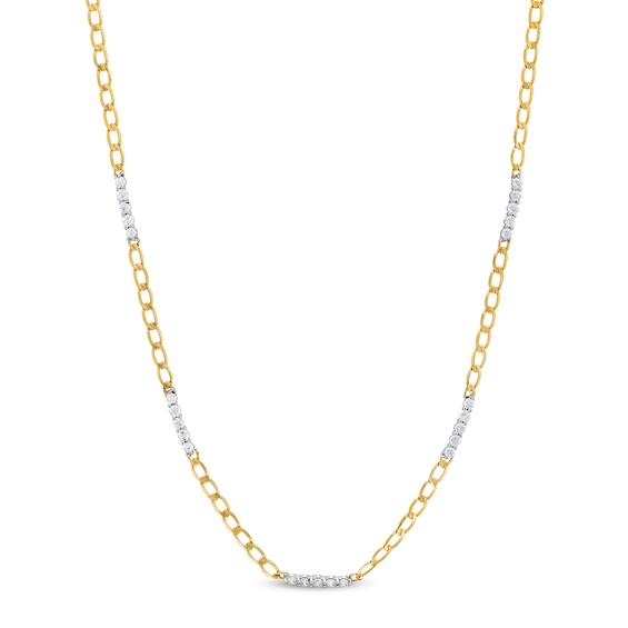 1/2 CT. T.w. Diamond Bar Station Curb Chain Necklace in 10K Gold