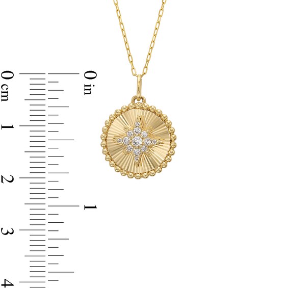 1/8 CT. T.w. Diamond Starburst Beaded Frame Medallion Pendant in 10K Gold