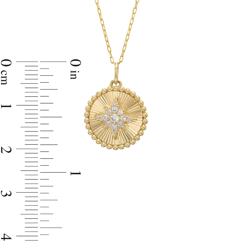 1/8 CT. T.W. Diamond Starburst Beaded Frame Medallion Pendant in 10K Gold