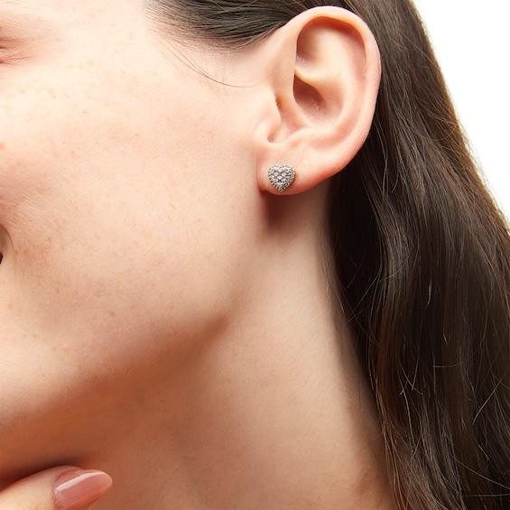 1/3 CT. T.w. Heart-Shaped Multi-Diamond Frame Stud Earrings in 10K White Gold