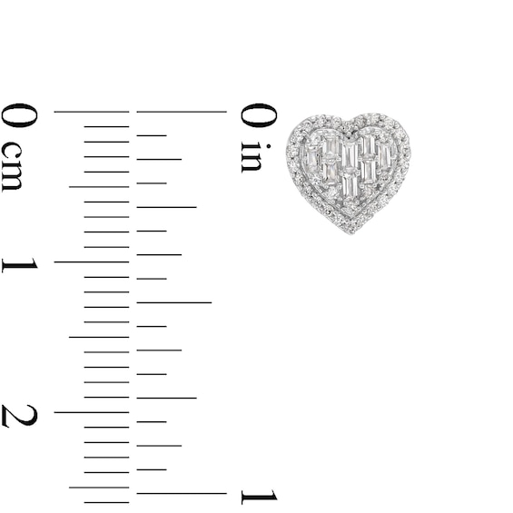 1/3 CT. T.w. Heart-Shaped Multi-Diamond Frame Stud Earrings in 10K White Gold