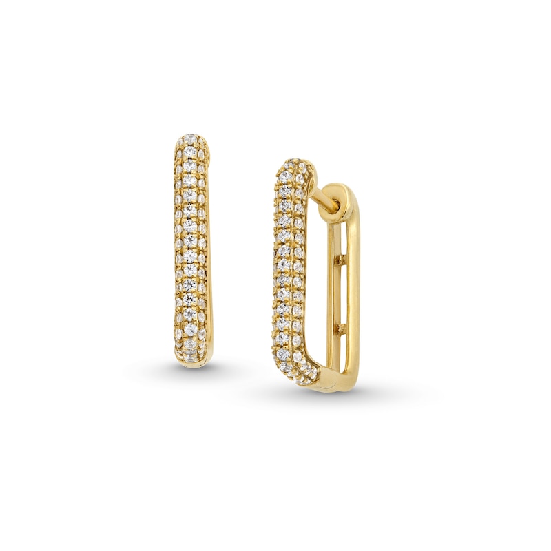 Main Image 1 of 1/3 CT. T.W. Diamond Triple Row Square Hoop Earrings in 10K Gold