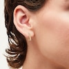 Thumbnail Image 2 of 1/3 CT. T.W. Diamond Triple Row Square Hoop Earrings in 10K Gold