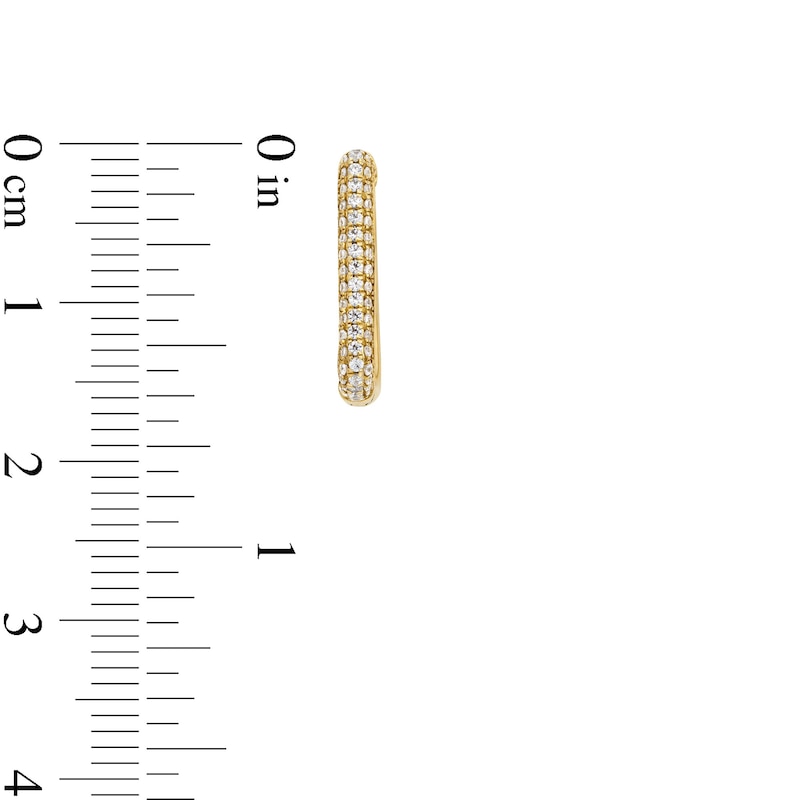 Main Image 3 of 1/3 CT. T.W. Diamond Triple Row Square Hoop Earrings in 10K Gold