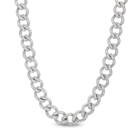 3 CT. T.w. Diamond Curb Chain Necklace in Sterling Silver