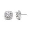 Thumbnail Image 1 of 2 CT. T.W. Cushion-Shaped Certified Lab-Grown Multi-Diamond Frame Stud Earrings in 14K White Gold (F/SI2)
