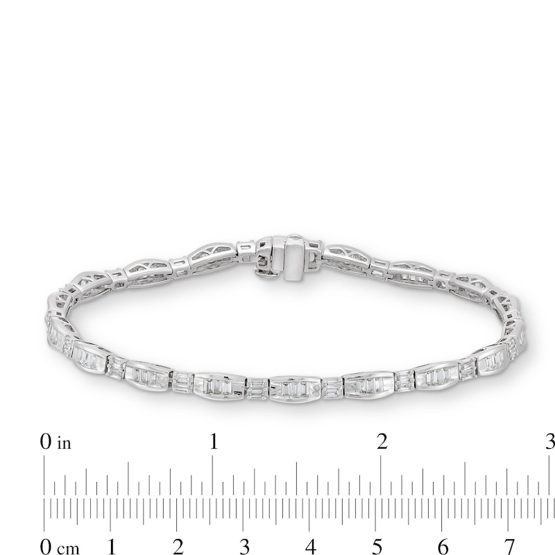 2 CT. T.W. Baguette-Cut Certified Lab-Created Diamond Alternating Line Bracelet in 14K White Gold (F/SI2)