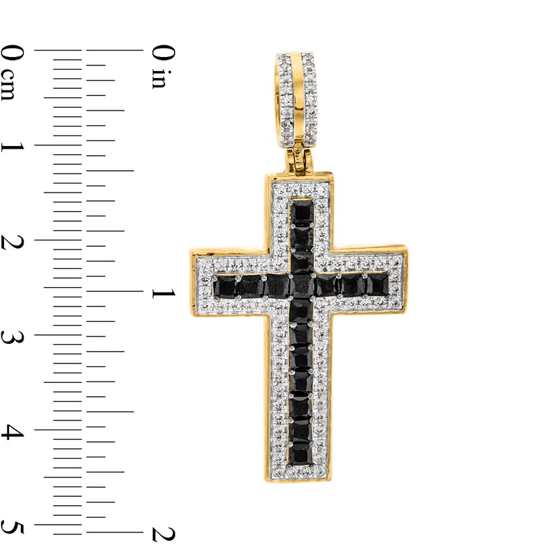 Main Image 2 of 3 CT. T.W. Black and White Diamond Border Cross Necklace Charm in 10K Gold