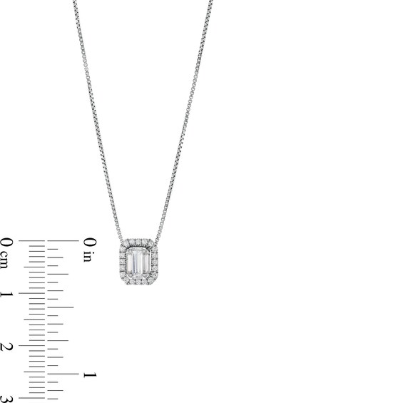 1/4 CT. T.w. Emerald-Shaped Certified Lab-Grown Multi-Diamond Frame Pendant in 14K White Gold (F/Si2)