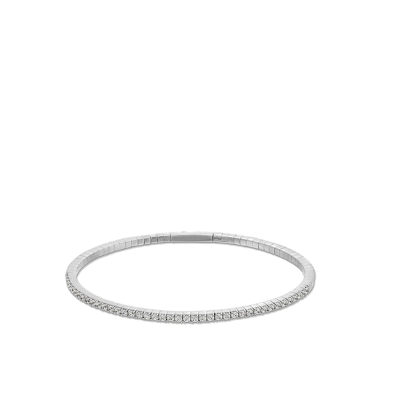 2 CT. T.w. Diamond Flexible Bangle in 10K White Gold - 6.89"