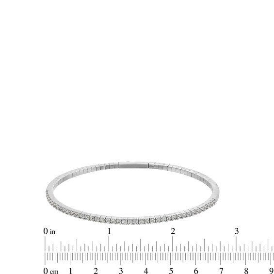 2 CT. T.w. Diamond Flexible Bangle in 10K White Gold - 6.89"