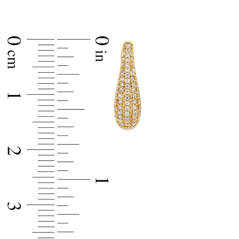 Main Image 3 of 1/3 CT. T.W. Diamond Graduated Multi-Row Dome Hoop Earrings in 10K Gold