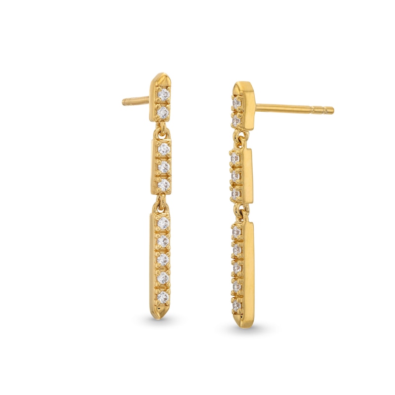 Main Image 1 of 1/5 CT. T.W. Diamond Linear Bar Trio Drop Earrings in 10K Gold
