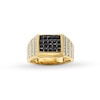 Thumbnail Image 1 of 1-1/2 CT. T.W. Princess-Cut Black Multi-Diamond Multi-Row Rectangle-Top Ring in 10K Gold